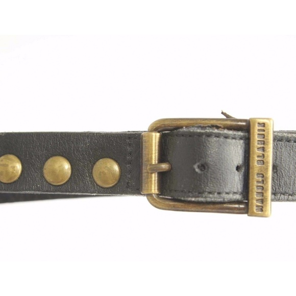 Manolo Blahnik Black Studded Leather Sandals - Picture 8 of 8